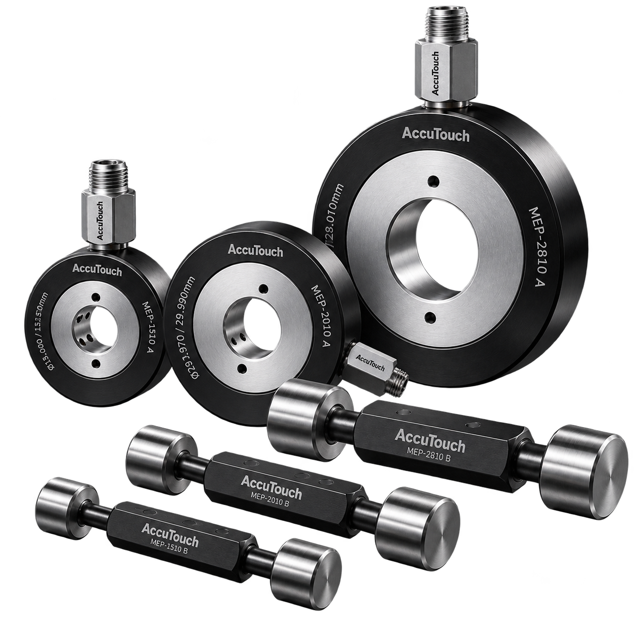 AccuTouch air ring gauge range with multiple ring sizes and setting masters