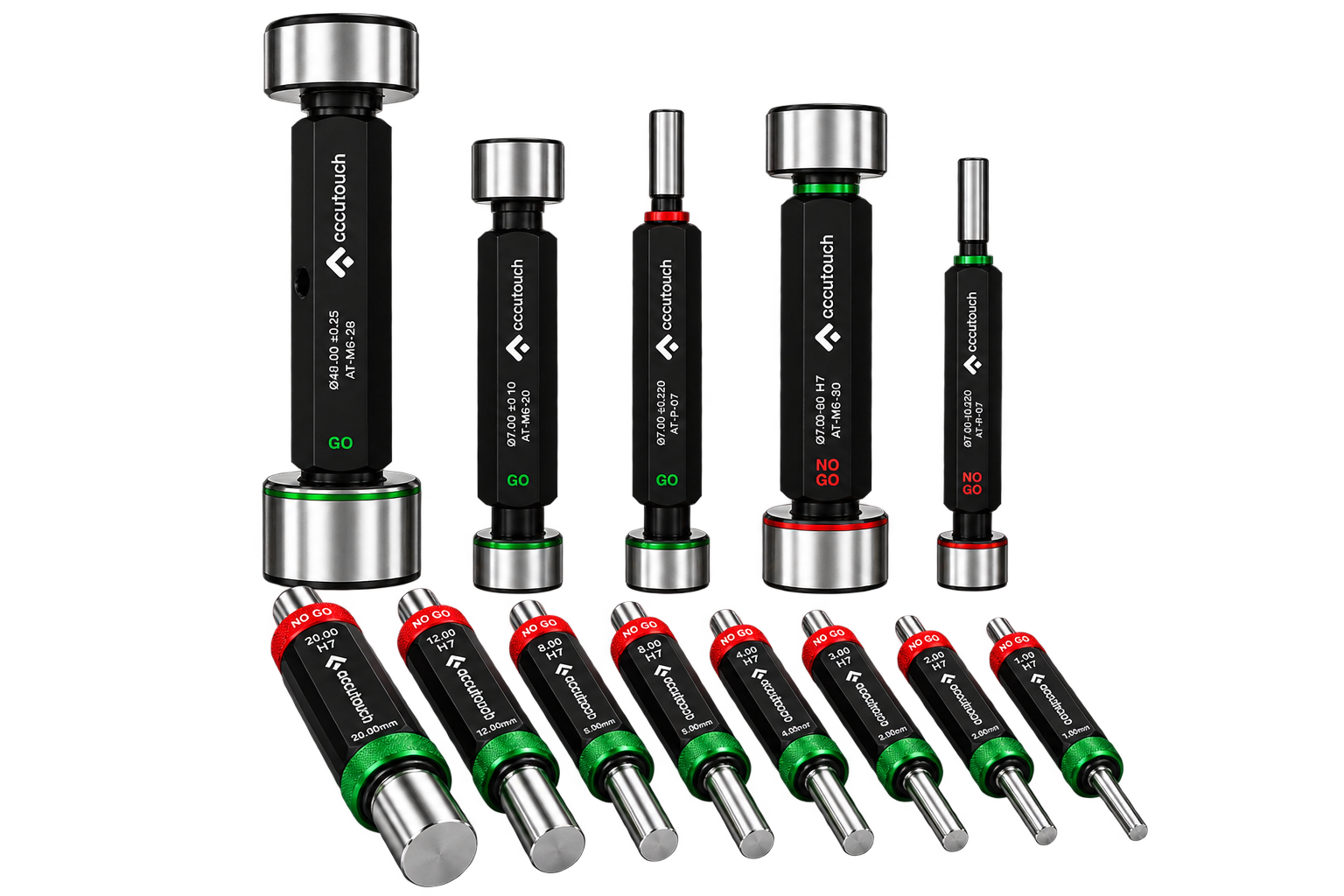 AccuTouch GO and NO-GO plain plug gauges in multiple sizes